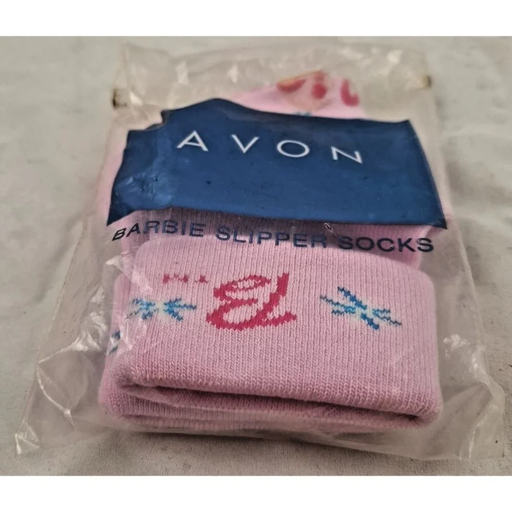 Vintage 2001 Girl's AVON Pink Barbie Slipper Socks-Shoe SZ 12-4-NEW!